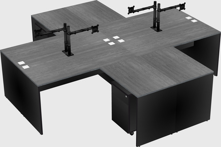 Quad l-shaped office desks