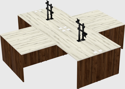 Quad l-shaped office desks