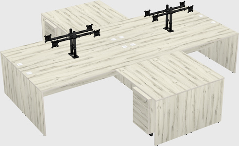 Quad l-shaped office desks