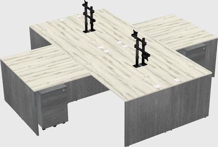 Quad l-shaped office desks