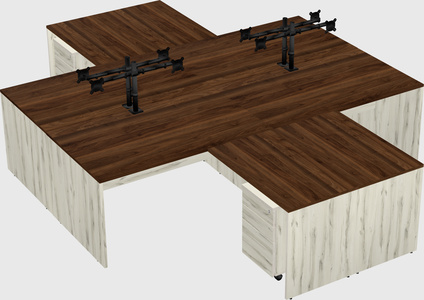 Quad l-shaped office desks