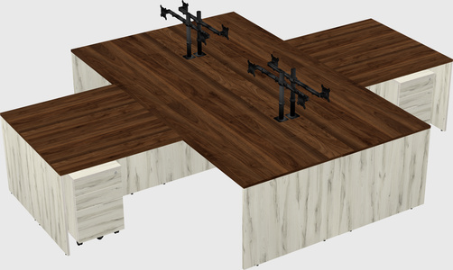 Quad l-shaped office desks
