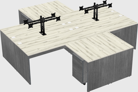Quad l-shaped office desks
