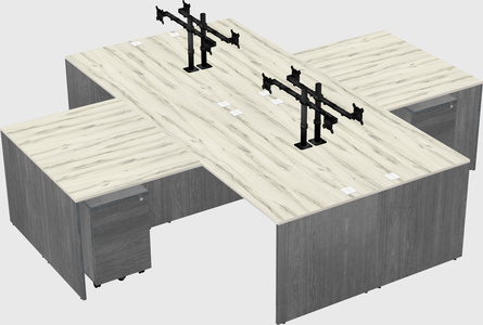 Quad l-shaped office desks