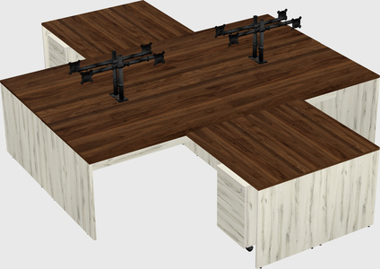Quad l-shaped office desks