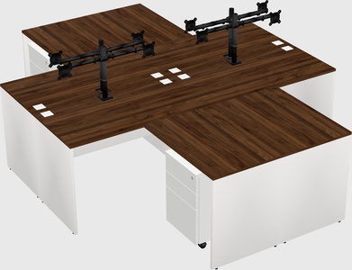 Quad l-shaped office desks
