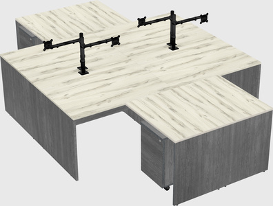 Quad l-shaped office desks