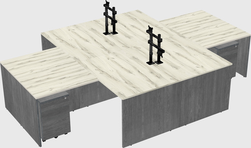 Quad l-shaped office desks