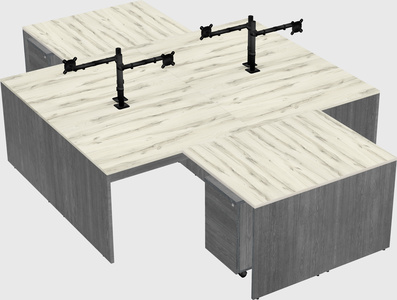 Quad l-shaped office desks