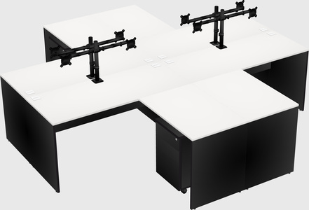 Quad l-shaped office desks
