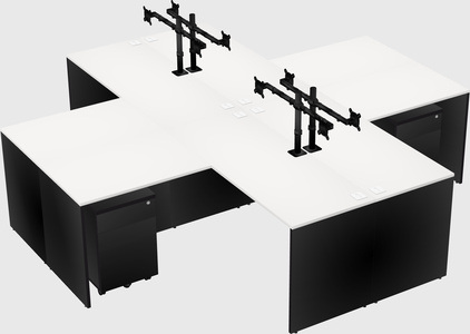 Quad l-shaped office desks