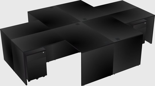 Quad l-shaped office desks