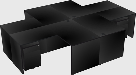 Quad l-shaped office desks
