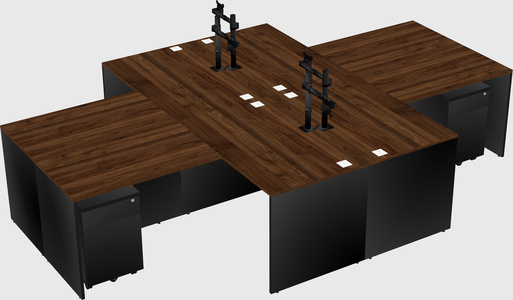 Quad l-shaped office desks