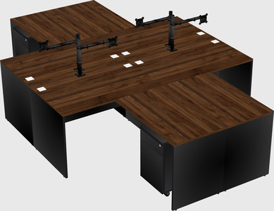 Quad l-shaped office desks