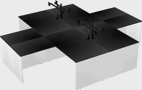 Quad l-shaped office desks