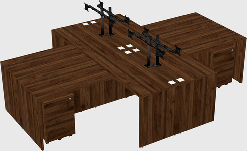 Quad l-shaped office desks