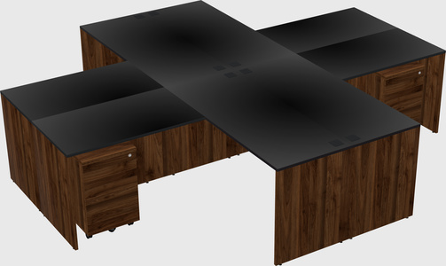 Quad l-shaped office desks