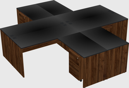 Quad l-shaped office desks