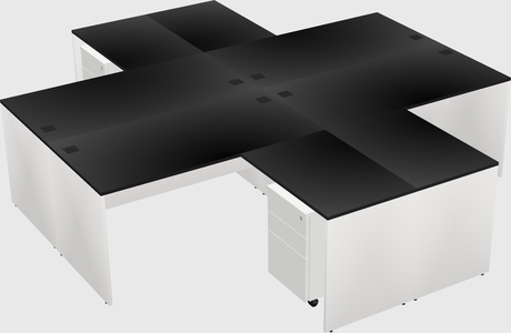 Quad l-shaped office desks