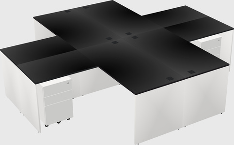 Quad l-shaped office desks