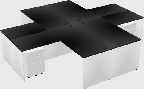 Quad l-shaped office desks