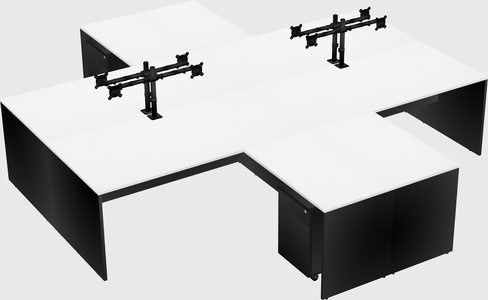 Quad l-shaped office desks