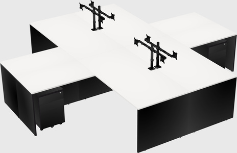 Bureaux de bureau quadruples en forme de l