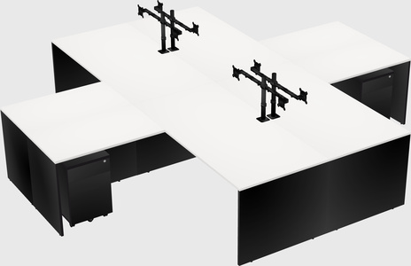 Bureaux de bureau quadruples en forme de l