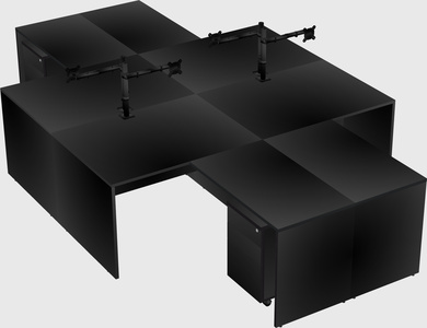 Quad l-shaped office desks