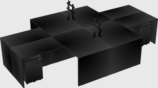 Quad l-shaped office desks