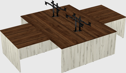 Quad l-shaped office desks