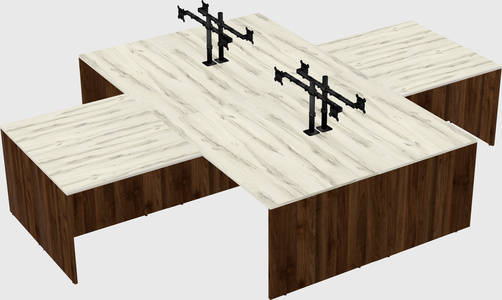 Quad l-shaped office desks
