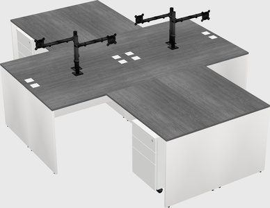 Quad l-shaped office desks