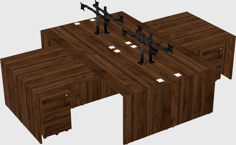 Quad l-shaped office desks