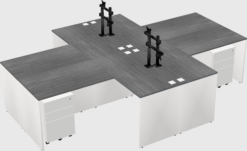 Quad l-shaped office desks