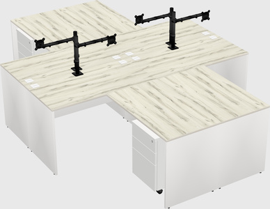 Quad l-shaped office desks