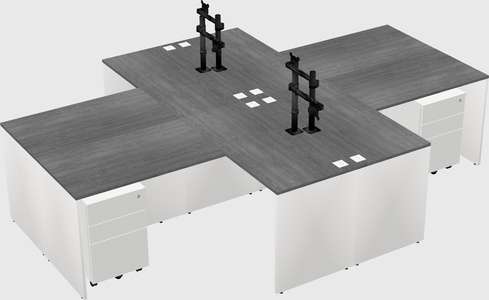 Quad l-shaped office desks