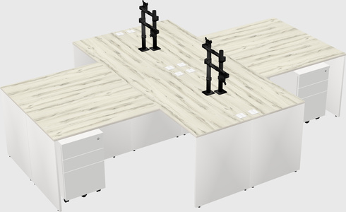 Quad l-shaped office desks