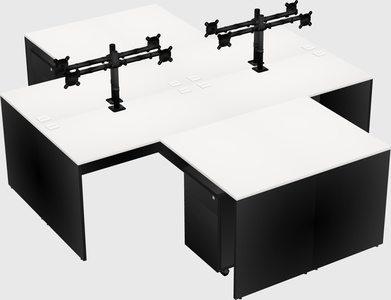 Quad l-shaped office desks