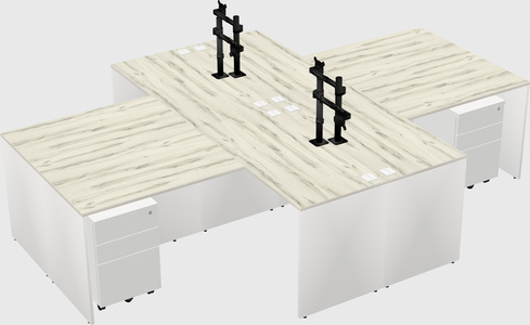 Quad l-shaped office desks