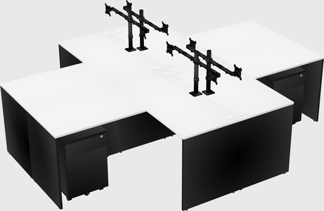 Quad l-shaped office desks