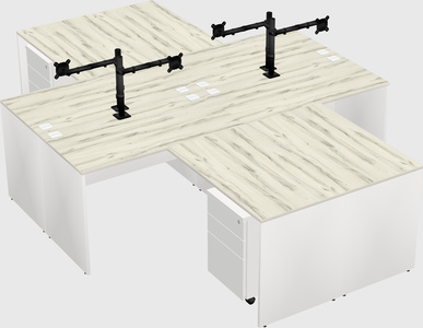Quad l-shaped office desks