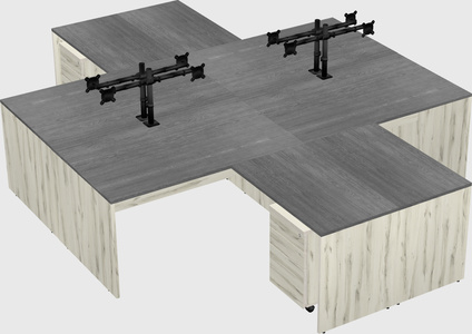 Quad l-shaped office desks