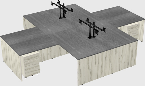 Quad l-shaped office desks