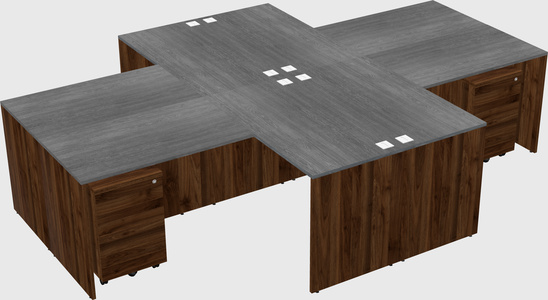 Quad l-shaped office desks