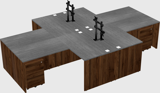Quad l-shaped office desks