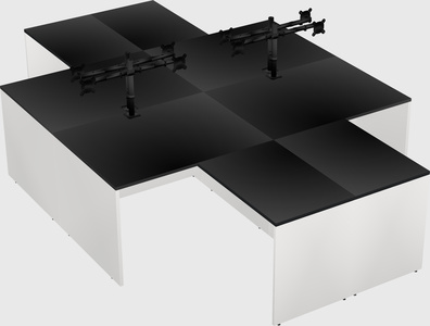 Quad l-shaped office desks