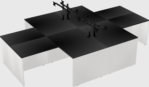 Quad l-shaped office desks