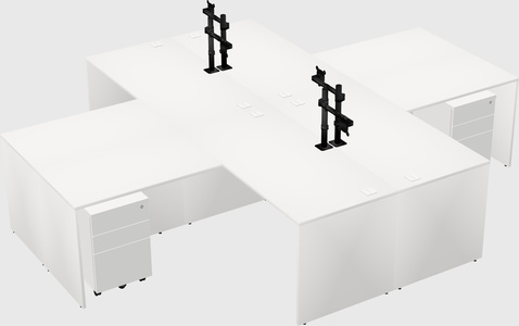 Quad l-shaped office desks